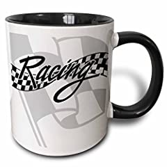 3dRose Racing White Checkered Flag Two Tone Black Mug, for sale  Delivered anywhere in USA 
