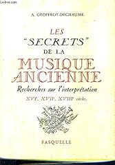 Secrets musique ancienne d'occasion  Livré partout en France