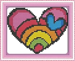 Used, NeuInwir Cross Stitch Rainbow Heart with Printed Pattern for sale  Delivered anywhere in UK