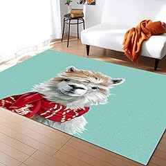 Area Rug Floor Carpet,Funny Sheep Farm Animal on Teal Indoor Accent Rugs Soft Mats for Bedroom Living Room,Red Scarf Watercolor Turquoise Oil Painting Floor Mat Nursery Carpet Home Decor 36x60in for sale  Delivered anywhere in Canada