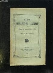 Table alphabetique generale d'occasion  Livré partout en France