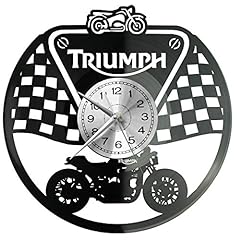 Reloj de pared Triumph Bike con disco de vinilo, reloj retro, grande, decoración para el hogar, gran regalo, decoración inspiradora para la pared, vinilo para el hogar, usado segunda mano  Se entrega en toda España 