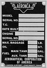 Aeronca data plate for sale  Delivered anywhere in USA 