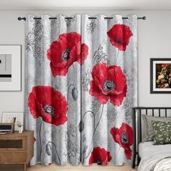 Red poppy curtains for sale  Delivered anywhere in UK