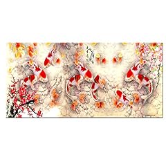 Nine Koi Fish Lotus Canvas,Print Chinese Abstract Painting for sale  Delivered anywhere in Canada