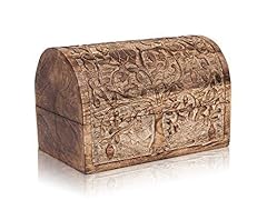 The Great Indian Bazaar Handmade Wooden Jewelry Box With Tree Of Life Carvings Jewelry Organizer Keepsake Box Treasure Chest Trinket Holder Lock Box 9 (L) X 6 (W) X 6 (H) Inches Large Antique Finish for sale  Delivered anywhere in Canada