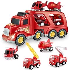 Used, Fire Truck Car Toys Set, Friction Powered Car Carrier for sale  Delivered anywhere in USA 