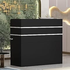 PREMTURE Banco reception, banco di reception, banco di reception, banco di negozio, banco di vendita, mobili da ufficio con 3 cassetti e 1 armadio, 110 x 120 x 48 cm, nero usato  Spedito ovunque in Italia 