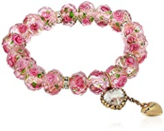 Betsey Johnson Pink Flower Bead Stretch Bracelet for sale  Delivered anywhere in USA 
