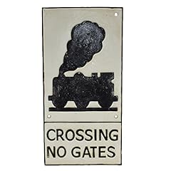 Train Crossing No Gates Railway Cast Iron Sign Plaque Wall Garage Train Tracks for sale  Delivered anywhere in Canada