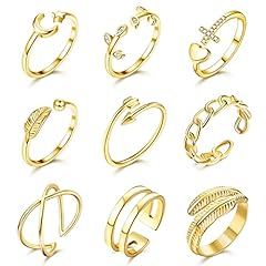MILACOLATO 9cs Rings for Women,Adjustable Open Rings for sale  Delivered anywhere in UK