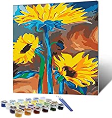 Framed Paint by Numbers Kits,DIY Acrylic Paint by Numbers for Adults Beginner and Kids Easy Painting Colorful Abstract Sunflower on Canvas 11X14 inch Wooden Frame for sale  Delivered anywhere in Canada