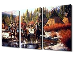 3 Piece Native American Wall Art Hunters Camp Home for sale  Delivered anywhere in Canada