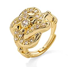 THE BLING KING Gold Knot Ring with Stones - Adjustable, used for sale  Delivered anywhere in UK