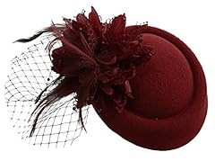 Burgundy pillbox fascinator for sale  Delivered anywhere in Ireland