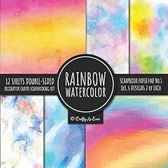 Rainbow watercolor scrapbook for sale  Delivered anywhere in USA 