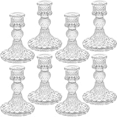 Clear glass candlestick for sale  Delivered anywhere in UK