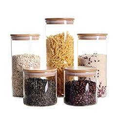 Stackable Kitchen Canisters Set, Pack of 5 Clear Glass for sale  Delivered anywhere in USA 