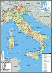 Italia mappa fisica usato  Spedito ovunque in Italia 