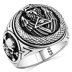 Solid 925 Sterling Silver Masonic Freemason Ring for for sale  Delivered anywhere in USA 