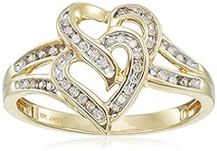 Amazon Collection 10K Yellow Gold Diamond Double Heart for sale  Delivered anywhere in USA 