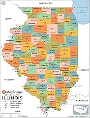 Illinois counties map for sale  Delivered anywhere in USA 