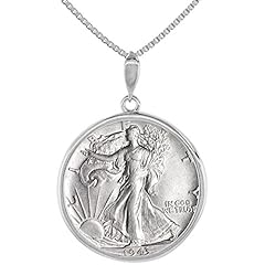 Sterling Silver Walking Liberty Half Dollar Coin Necklace for sale  Delivered anywhere in USA 