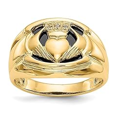 14k Yellow Gold Diamond Black Onyx Mens Irish Claddagh for sale  Delivered anywhere in UK