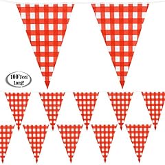 Red checkered banner for sale  Delivered anywhere in UK