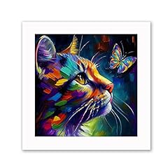 Cat print colourful for sale  Delivered anywhere in UK