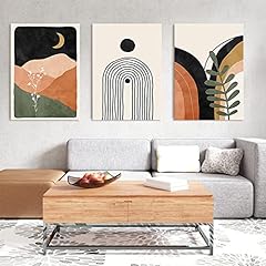 GUBIYU Set Of 3 Boho Wall Decor Mid Century Modern Wall Art Canvas Framed Minimalist Art Gallery Art Neutral Abstract Geometric Prints Room Posters Black Beige Pictures for Living Room Bedroom 16"x24" for sale  Delivered anywhere in Canada