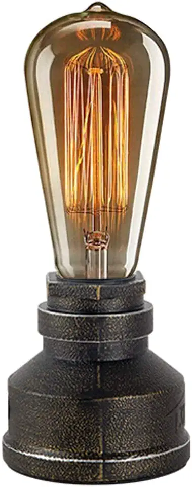 JINYU Vintage American Village Stijl Bureau Licht Creatieve Tafellamp IJzeren Staal Waterpijp Tafel Nachtlampjes, Nachtlampjes, Industriële Steampunk Retro Base E27 Houder Montage Lamp tweedehands  