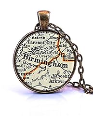Used, Pink rose Birmingham, Alabama Map Pendant Necklace for sale  Delivered anywhere in UK