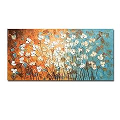 Konda Art - Hand Painted White Flowers Oil Painting for sale  Delivered anywhere in Canada