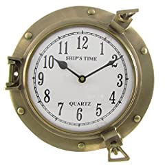 Used, Ships Time Solid Brass Porthole Wall Clock Quartz Movement for sale  Delivered anywhere in Canada