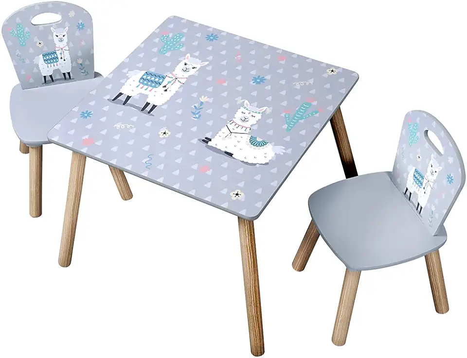 Kesper Kindertafel met 2 stoelen, grijs, tafel 55 x 55 x 45 cm, 27,5 x 27,5 x 50,5 cm tweedehands  