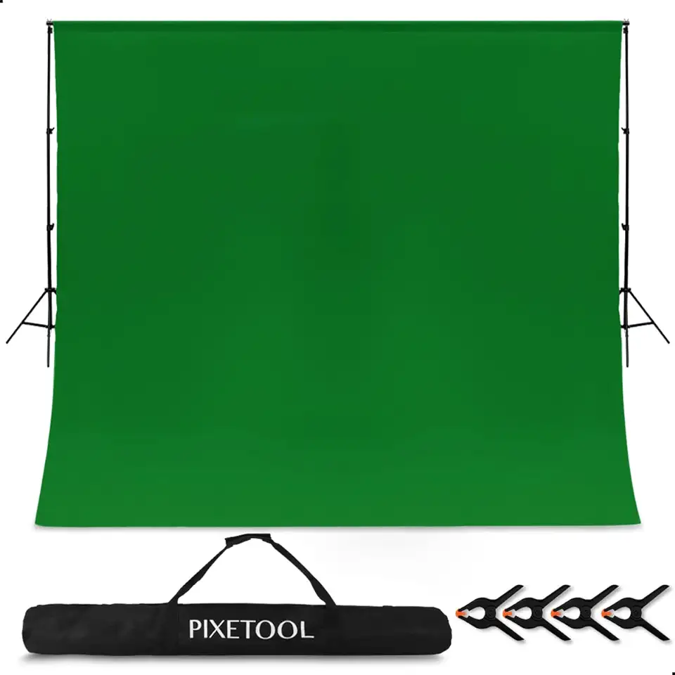 PIXETOOL - Green screen (3m x 3m) met achtergrondsysteem (3m x 2,6m) - fotoachtergrond - fotostudio - inclusief 4 klemmen, gebruikt tweedehands  