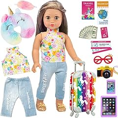 Used, ZITA ELEMENT 24 Pcs American 18 Inch Girl Doll Clothes and Accessories for 18 Inch Doll Unicorn Pattern Suitcase Set Rainbow… for sale  Delivered anywhere in Canada