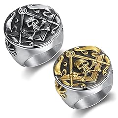 Mens antique heavy masonic skull rings square crossbone for sale  Delivered anywhere in USA 
