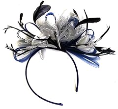 Navy silver feather for sale  Delivered anywhere in UK