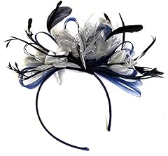 Navy silver feather for sale  Delivered anywhere in UK