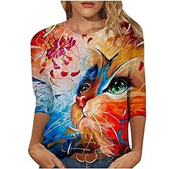 Women's Vintage Oil Painting Print Tshirt Tops Summer for sale  Delivered anywhere in Canada
