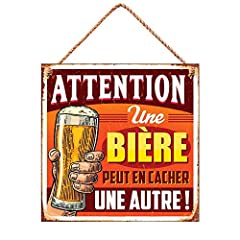 Plaque déco metal 20 x 20 cm attention une bière peut, occasion d'occasion  Livré partout en France
