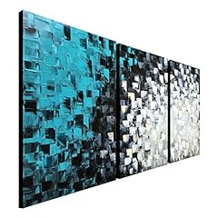 Hand Painted Black and White Teal Abstract Canvas Wall for sale  Delivered anywhere in Canada