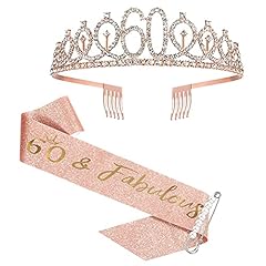 Usato, Fusciacca e diadema per il 60 ° compleanno in oro rosa per le donne, regali per il 60 ° compleanno per forniture per bomboniere per il 60 ° compleanno usato  Spedito ovunque in Italia 