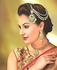 Used, Stylish Bridal Gold and Pearl Kundan Maang Tikka and for sale  Delivered anywhere in UK