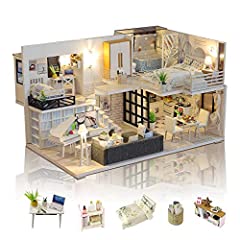 GuDoQi Miniature Dolls House Kit with Music, DIY Miniature, used for sale  Delivered anywhere in UK