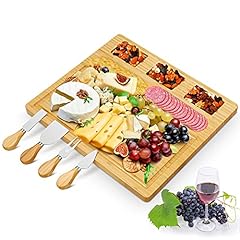 Perome Bamboo Cheese Board Set, Wood Charcuterie Platter, for sale  Delivered anywhere in UK