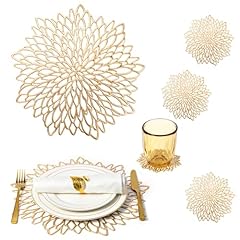 Placemats set gold for sale  Delivered anywhere in USA 