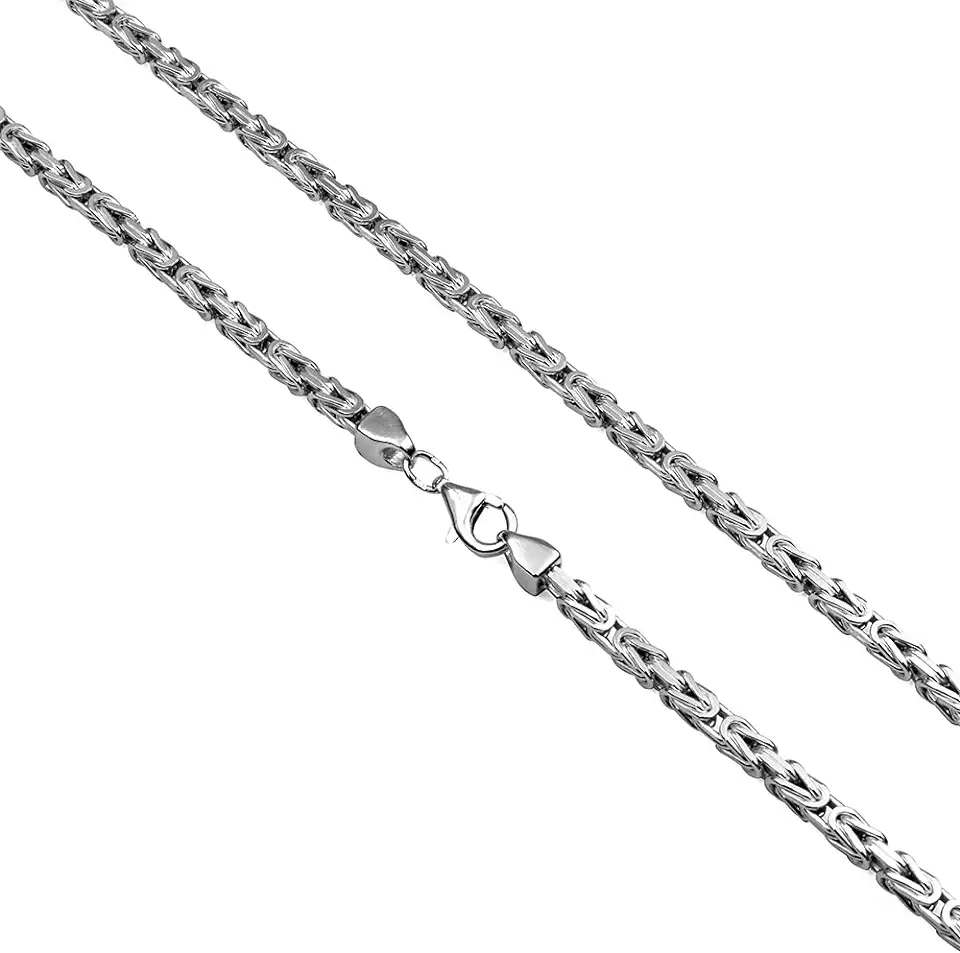 Koningsketting, gerhodineerd, 3 mm, massief 925 zilver, gediamanteerd, lengte naar keuze, halsketting of armband tweedehands  